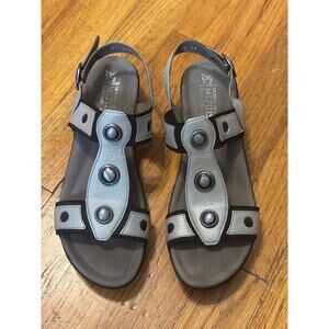 Mephisto Adjustable Strap Sandal Steel Facette Metallic US 7